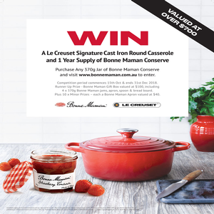 Win A Le Creuset Signature Cast Iron Round Casserole and 1 Year Supply of Bonne Maman Conserve