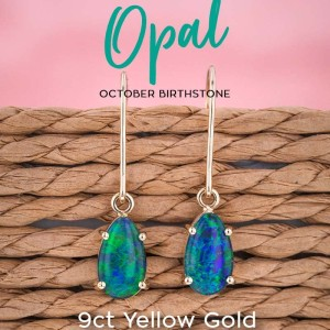 Win a pair of Yellow Gold Opal Hook Earrings