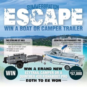 Win an Ezytrail Stirling GT MK3 Camper Trailer or a Quintrex 430 Fishabout Pro