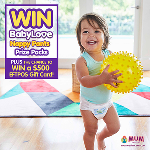 Win a BabyLove Nappy Pants Prize Pack Including a $500 EFTPOS Gift Card
