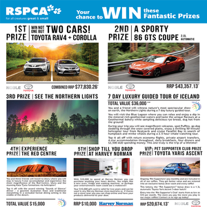 Win part of $200,000 in prizes in the RSPCA raffle. Closes soon!