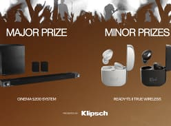 Win a Klipsch Cinema 1200 Dolby Atmos Sound Bar System or 1 of 4 Klipsch T5 II Wireless Earphones