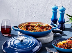 Win 1 of 2 Le Creuset 26cm Cast Iron Shallow Casserole Dishes in Azure Blue