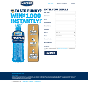 Instantly Win 1 of 50 Prizes of $1000 + a Case of Maximus