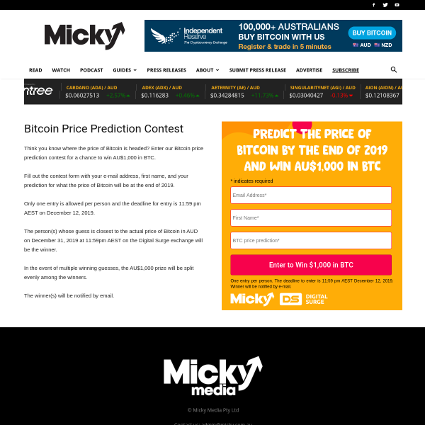Win $1,000 in Bitcoin