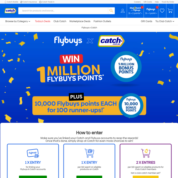 Win 1 Million Flybuys points + 1 of 10 10,000 Flybuys points!