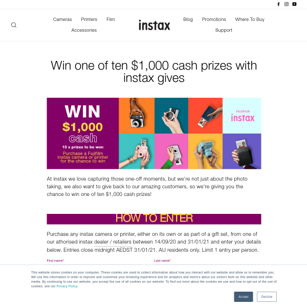 Win 1 of 10 $1,000 Cash prizes!