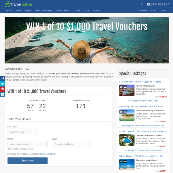 Win 1 of 10 $1,000 Travel vouchers!
