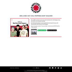 Win 1 of 10 $50 Red Hot Chili Peppers Shop eGift Cards