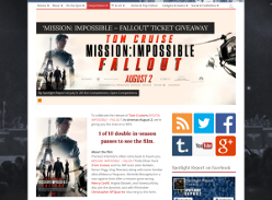 Win 1 of 10 double in-season passes to Mission: Impossible - Fallout