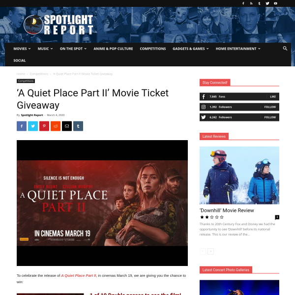 Win 1 of 10 Double Passes to A Quiet Place Part II