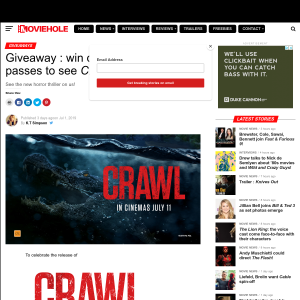 Win 1 of 10 Double Passes to Crawl