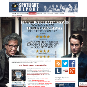 Win 1 of 10 double passes to Final Portrait