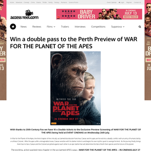 Win 1 of 10 double passes to preview of War For the Planet of the Apes