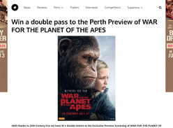 Win 1 of 10 double passes to preview of War For the Planet of the Apes