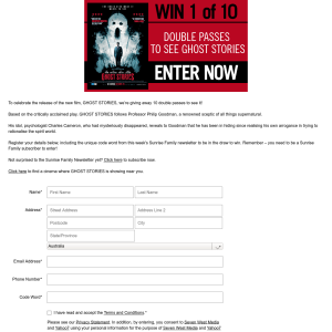 Win 1 of 10 double passes to see Ghost Stories