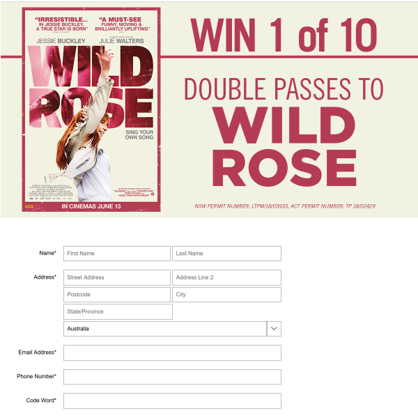 Win 1 of 10 Double Passes to Wild Rose Worth $40