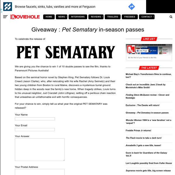 Win 1 of 10 DPs to see Pet Sematary 