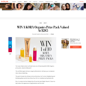 Win 1 of 10 KORA Organics prize packs worth $283 each!