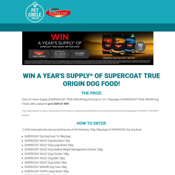 Win 1 of 10 Year's Supply of Pet Food