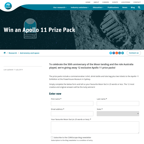 Win 1 of 12 Apollo 11 Prize Packs