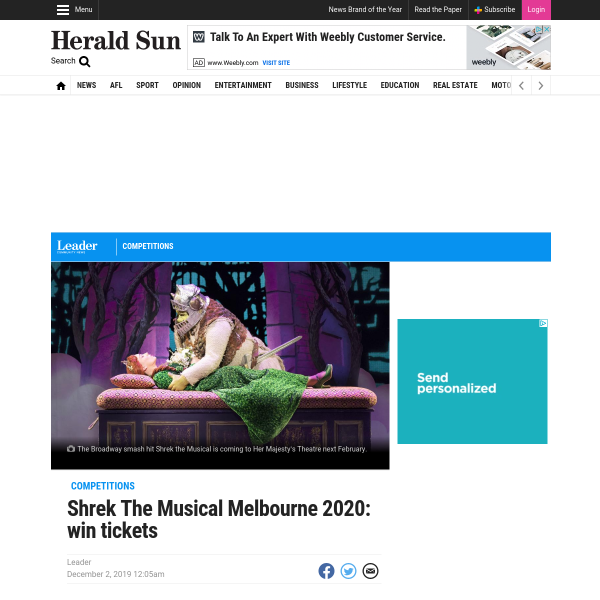 Win 1 of 12 Double Passes to Shrek The Musical in Melbourne