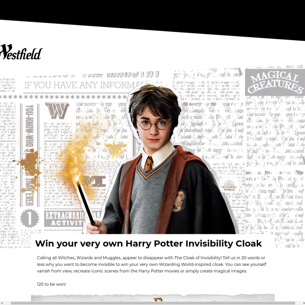 Win 1 of 120 Harry Potter Invisible Cloaks