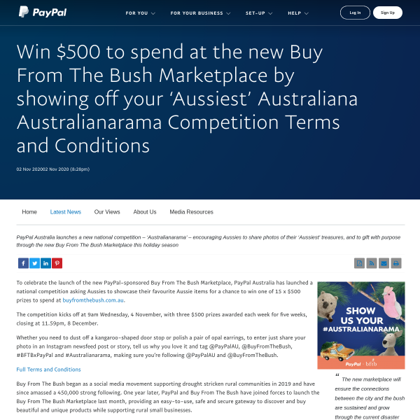 Win 1 of 15 $500 vouchers to spend at The Bush Marketplace!