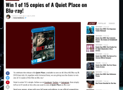 Win 1 of 15 copies of A Quiet Place on Blu-ray