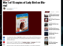 Win 1 of 15 copies of Lady Bird on Blu-ray