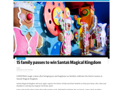 Win 1 of 15 family passes to Santa’s Magical Kingdom