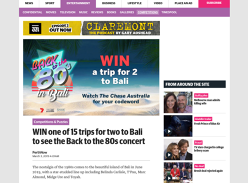 Win 1 of 15  trips to Bali for Back to the 80s concert in June