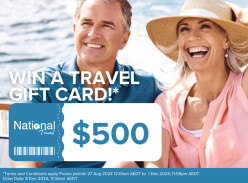 Win 1 of 2 $500 National Travel Gift Cards