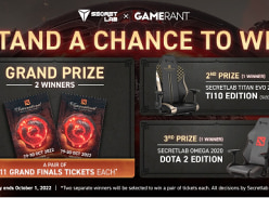 Win 1 of 2 Double Passes to TI11 Grand Finals (No Travel) or 1 of 2 Secretlab Gaming Chairs