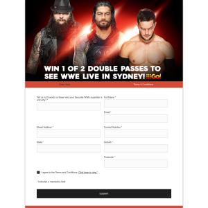Win 1 of 2 Double Passes to WWE Live
