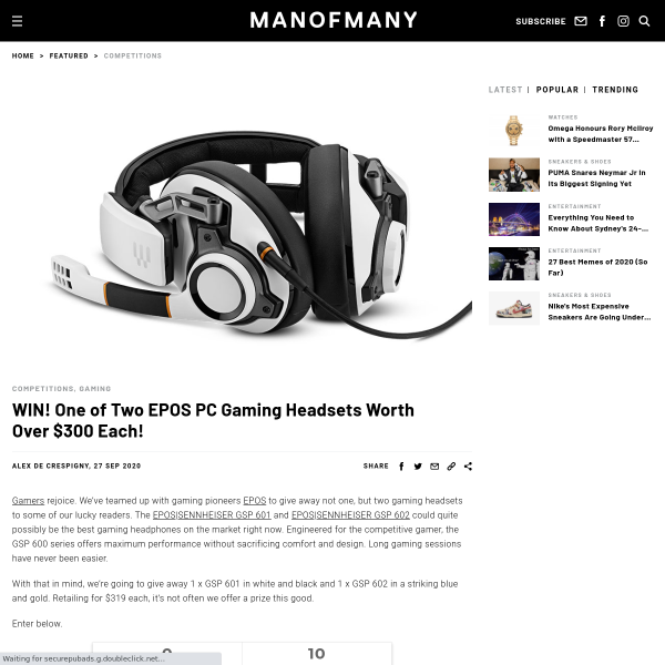 Win 1 of 2 EPOS PC Gaming Headsets