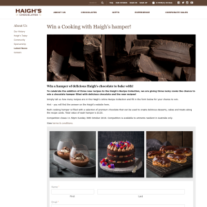 Win 1 of 2 hampers of delicious Haigh's Chocolates to bake with!