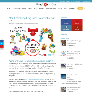 Win 1 of 2 Leap Frog Prize Packs
