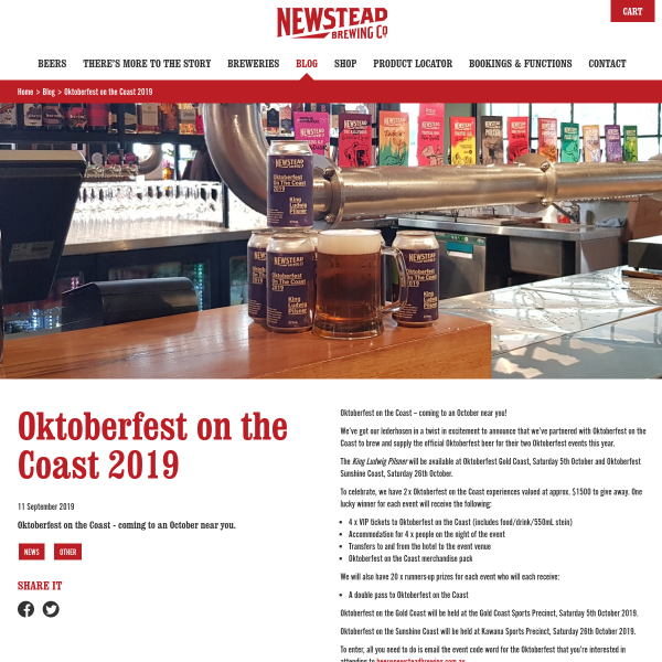 Win 1 of 2 ‘Oktoberfest on the Coast‘ Experiences for 4
