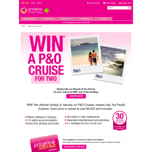 Win 1 of 2 P&O Cruises for 2 + Minor Prizes