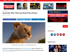 Win 1 of 2 The Lion King Prize Packs