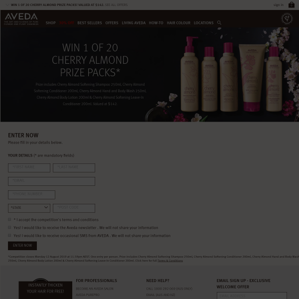 Win 1 of 20 Aveda Cherry Almond Prize Packs