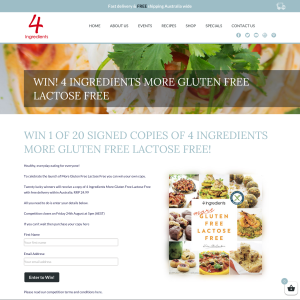 Win 1 of 20 Copies of The Book '4 Ingredients More Gluten Free Lactose Free'