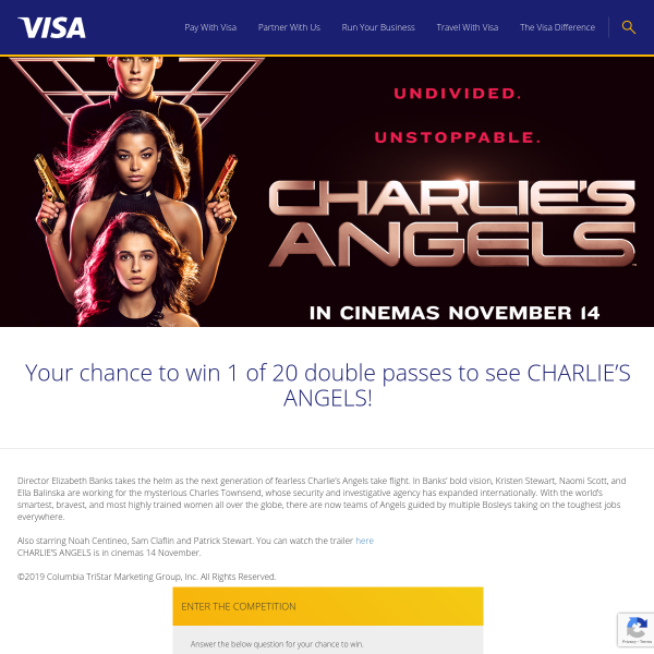 WIN 1 of 20 DPs to Charlies Angels