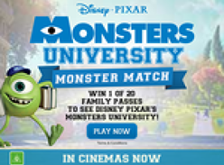 Win 1 of 20 family passes to see Disney Pixar's Monsters University!