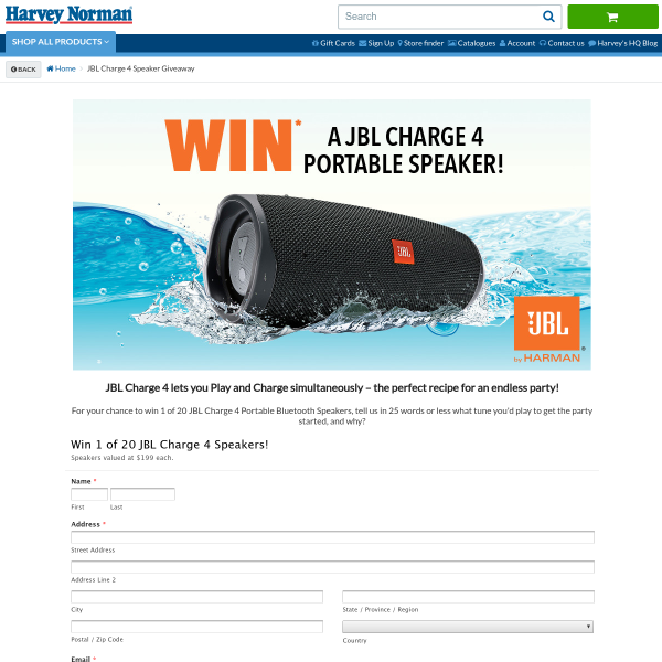 Win 1 of 20 JBL Charge 4 Portable Bluetooth Speakers!