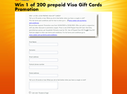 Win 1 of 200 $100 PrePaid Visa Gift Cards!