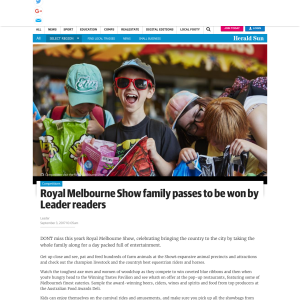 Win 1 of 23 family passes to Royal Melbourne Show