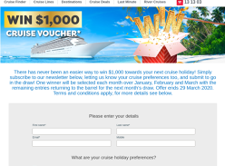 Win 1 of 3 $1,000 Cruise Vouchers