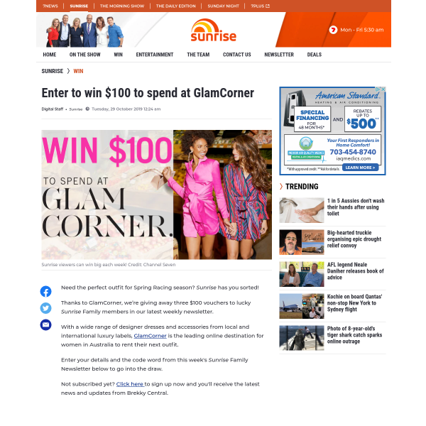 Win 1 of 3 $100 GlamCorner Gift Vouchers